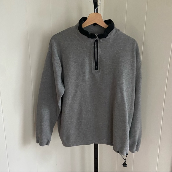 Carbon2Cobalt Gray Ottoman Rib Knit 1/4 Zip Accelerated Sweatshirt Men Med - Picture 2 of 7